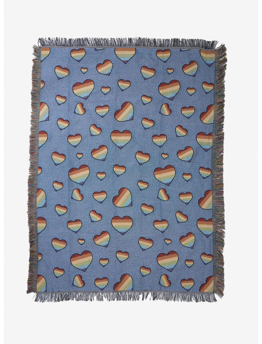 Rainbow Heart Tapestry Throw Blanket, , hi-res