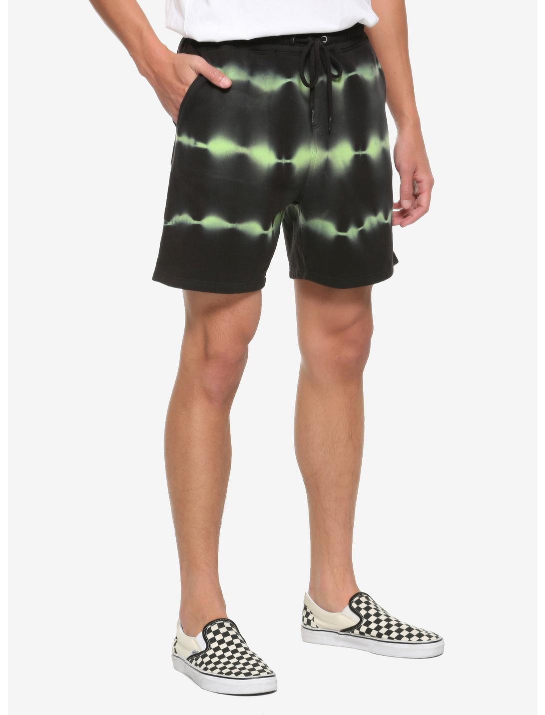 Green & Black Tie-Dye Jogger Shorts, TIE DYE, hi-res