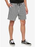 Black & White Stripe Volley Shorts, STRIPES, hi-res