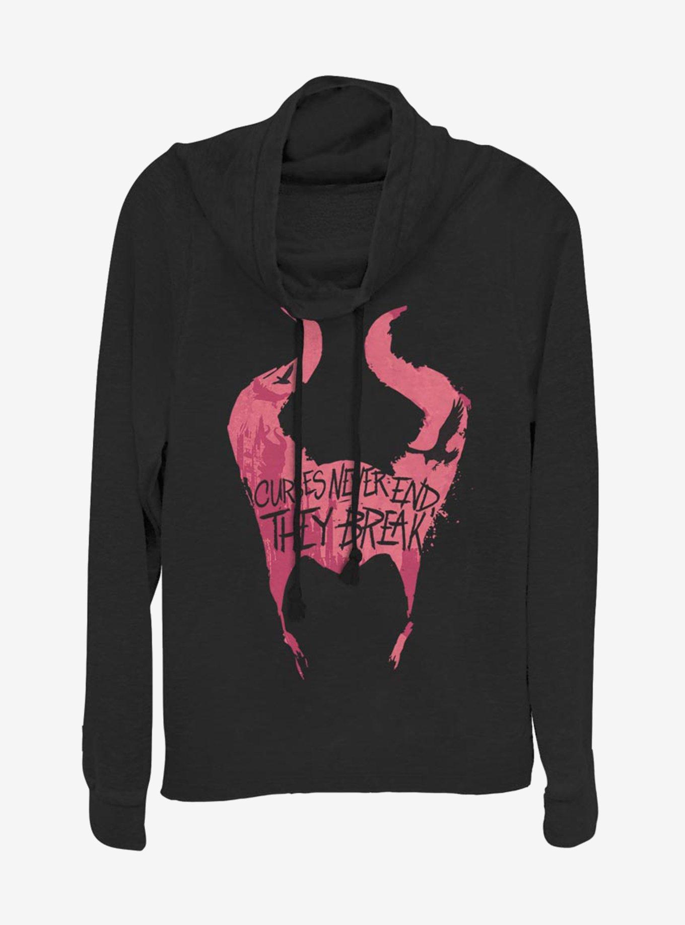 Disney Maleficent: Mistress Of Evil Cursed Horns Cowlneck Long-Sleeve Womens Top, , hi-res