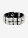 Double Row Pyramid Stud Faux Leather Cuff Bracelet, , hi-res