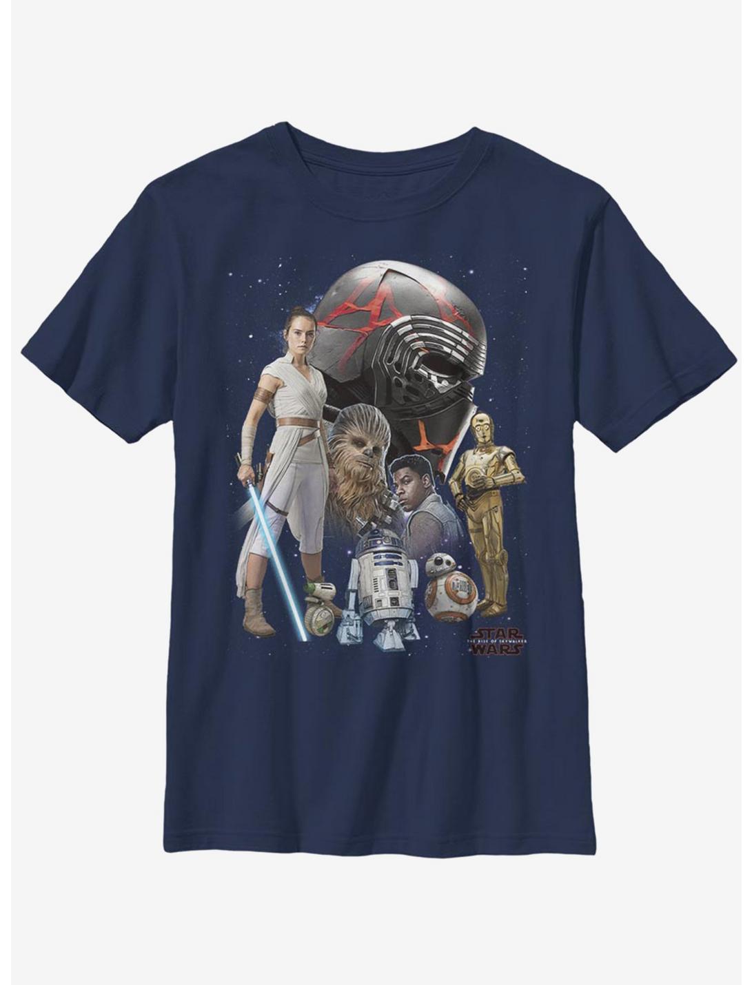 Star Wars Episode IX The Rise Of Skywalker Heroes Of The Galaxy Youth T-Shirt, NAVY, hi-res