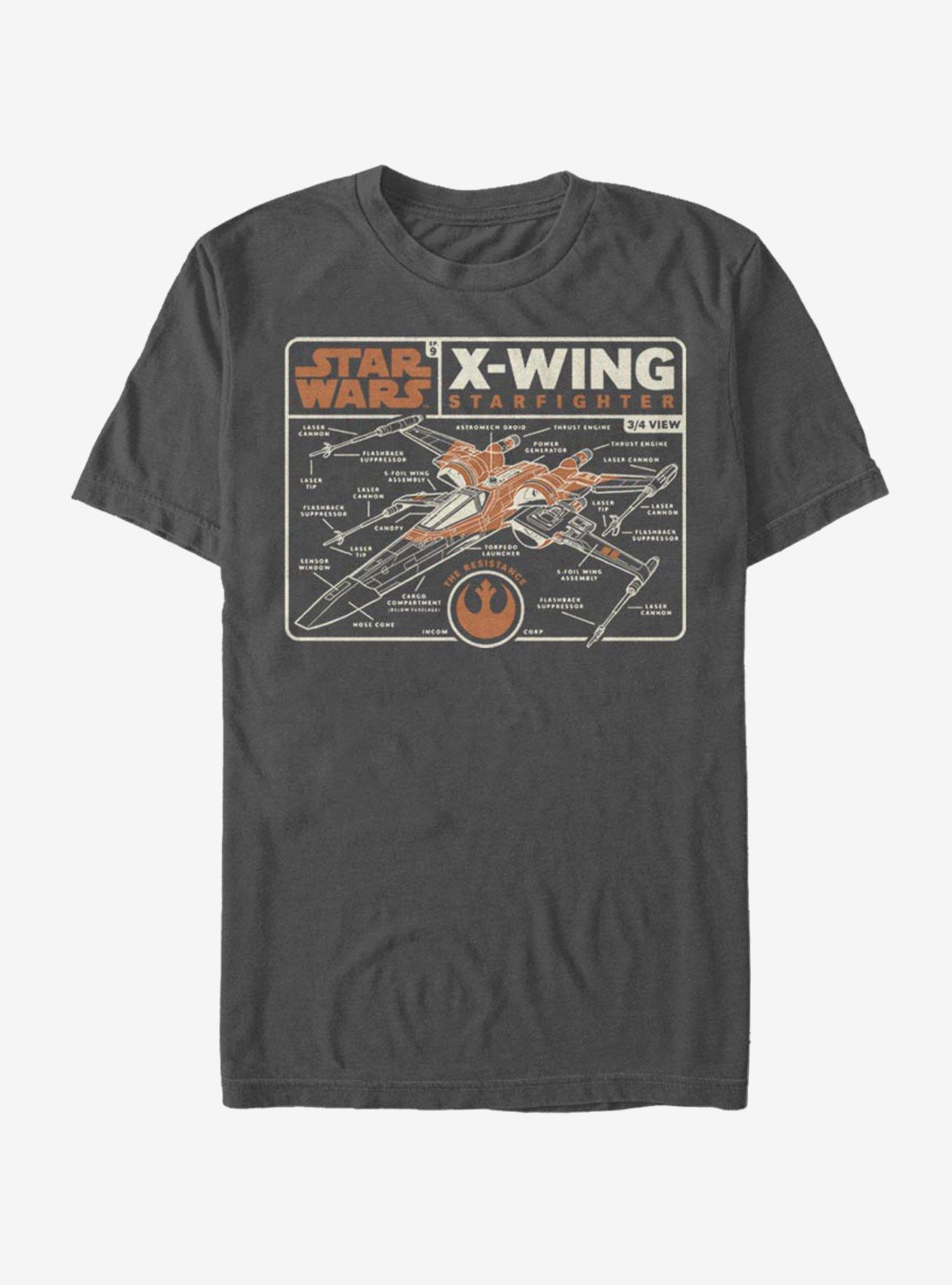 Star Wars Episode IX The Rise Of Skywalker Starfighter Schematic T-Shirt, CHARCOAL, hi-res