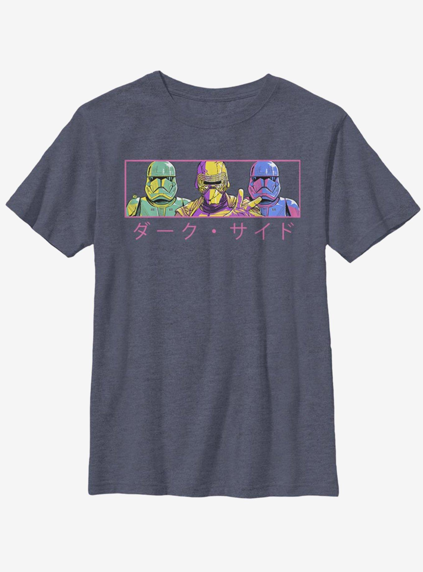 Star Wars Episode IX: The Rise Of Skywalker Line Up Japanese Text Youth T-Shirt, NAVY HTR, hi-res