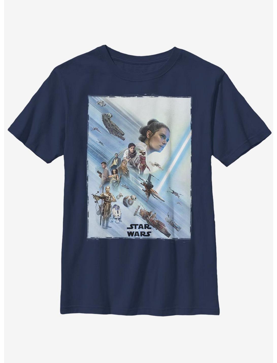 Star Wars Episode IX The Rise Of Skywalker Rey Poster Youth T-Shirt, NAVY, hi-res