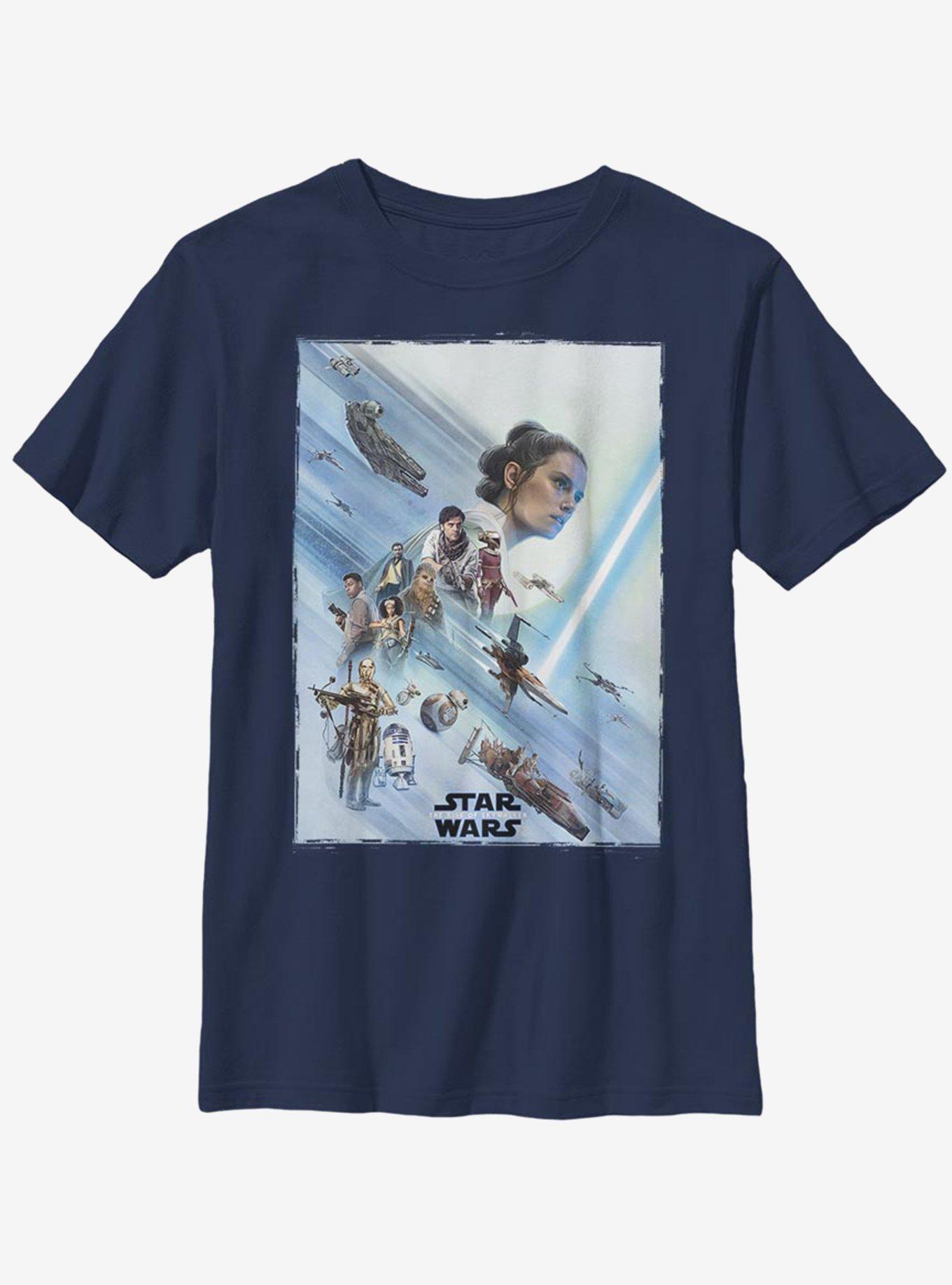 Star Wars Episode IX The Rise Of Skywalker Rey Poster Youth T-Shirt, NAVY, hi-res