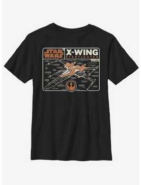 Star Wars Episode IX The Rise Of Skywalker Starfighter Schematic Youth T-Shirt, , hi-res