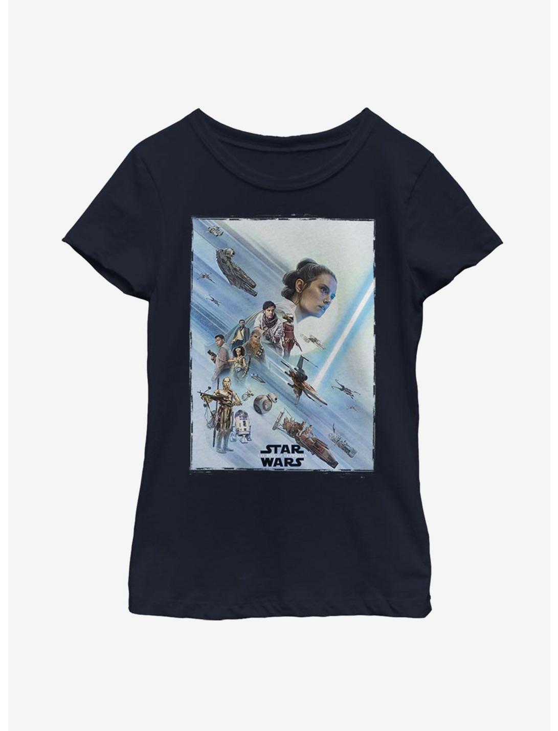Star Wars Episode IX The Rise Of Skywalker Rey Poster Youth Girls T-Shirt, NAVY, hi-res