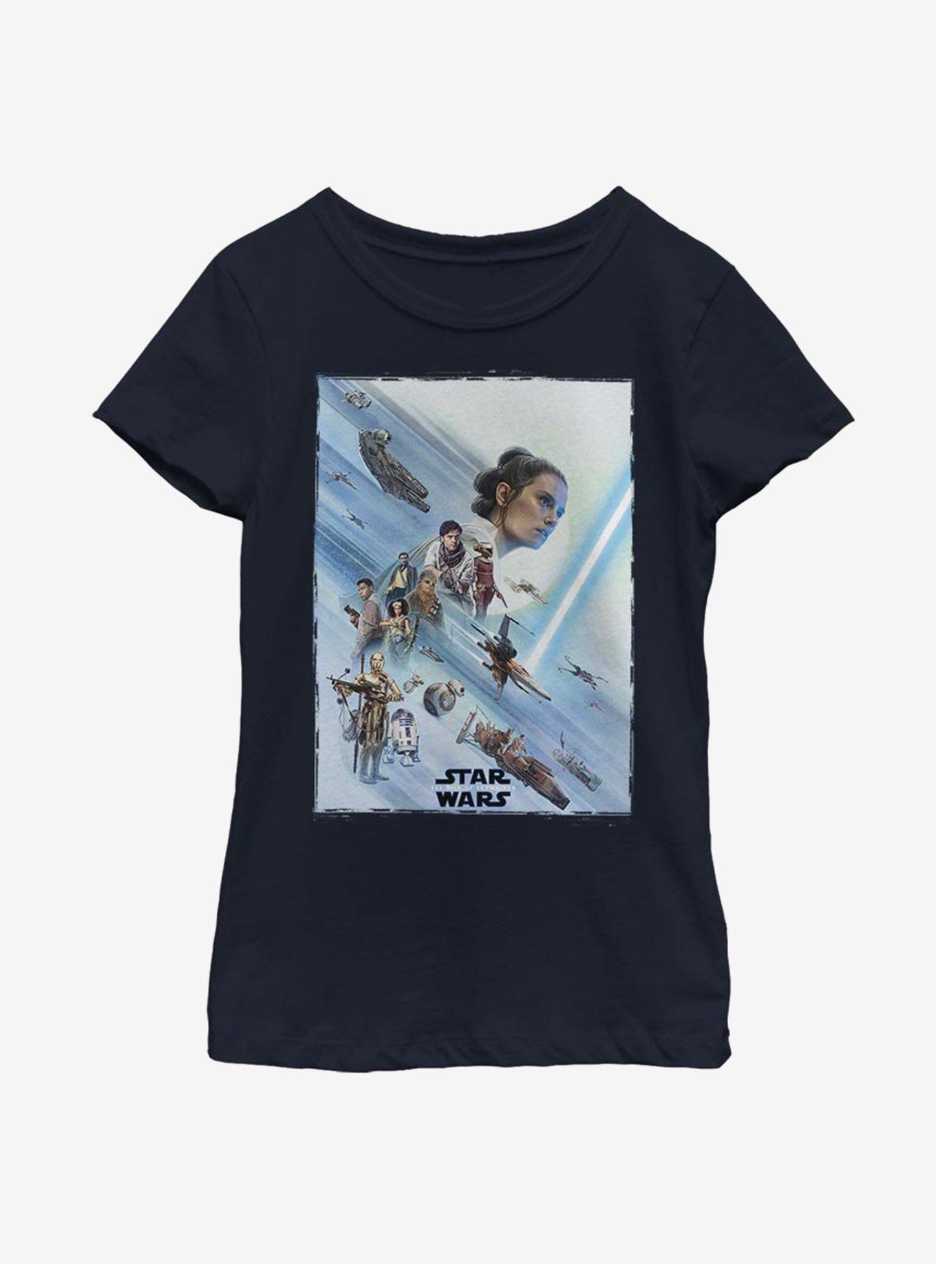 Star Wars Episode IX The Rise Of Skywalker Rey Poster Youth Girls T-Shirt, NAVY, hi-res