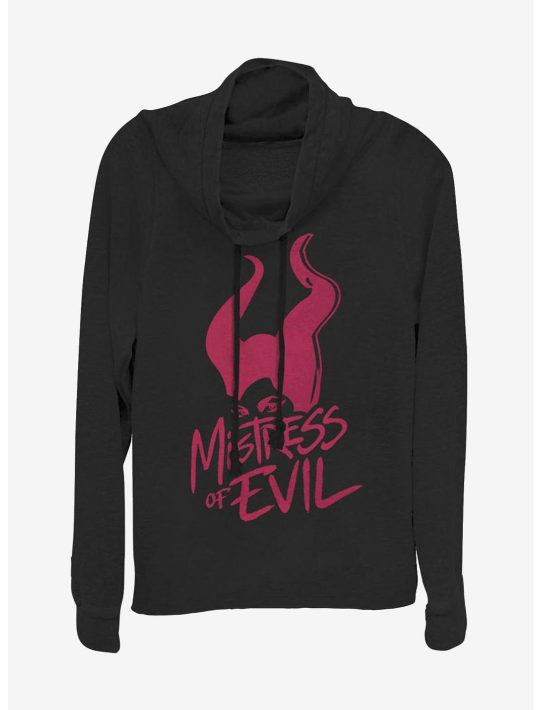 Disney Maleficent: Mistress Of Evil Stamp Cowlneck Long-Sleeve Womens Top, BLACK, hi-res