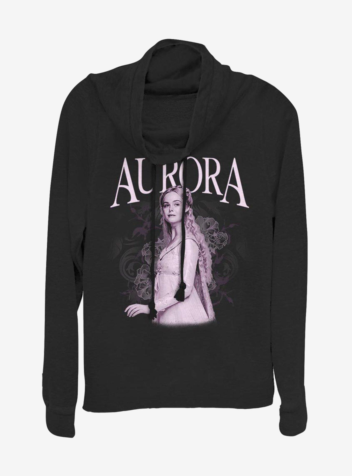 Disney Maleficent: Mistress Of Evil Aurora Cowlneck Long-Sleeve Womens Top, BLACK, hi-res