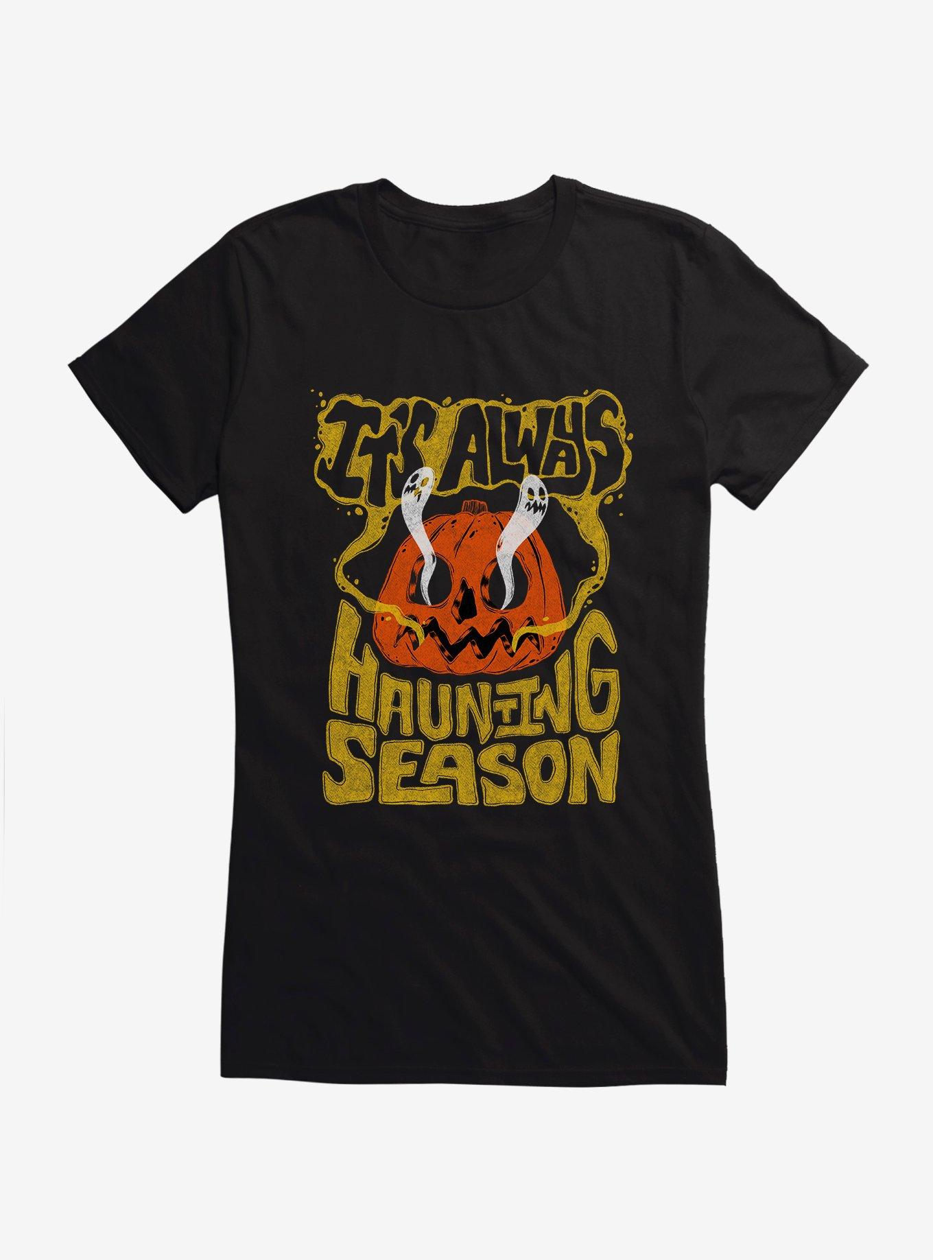 Scary Good It's Always Haunting Season Pumpkin Girls T-Shirt, BLACK, hi-res