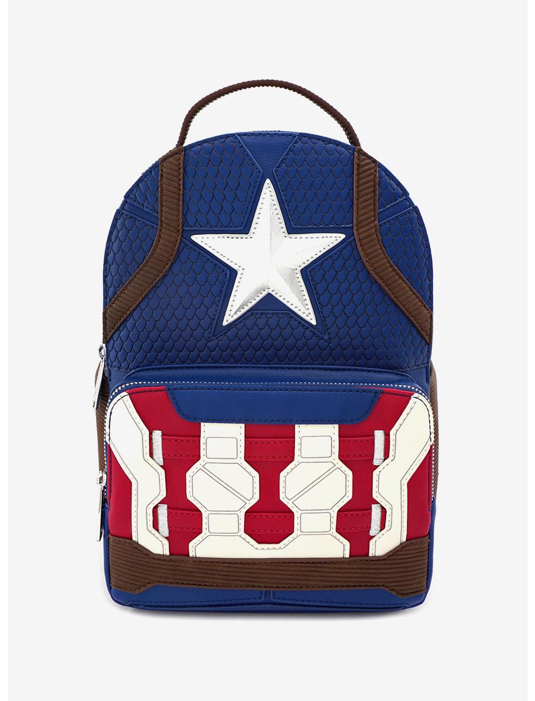 Plus Size Loungefly Marvel Captain America Uniform Mini Backpack, , hi-res