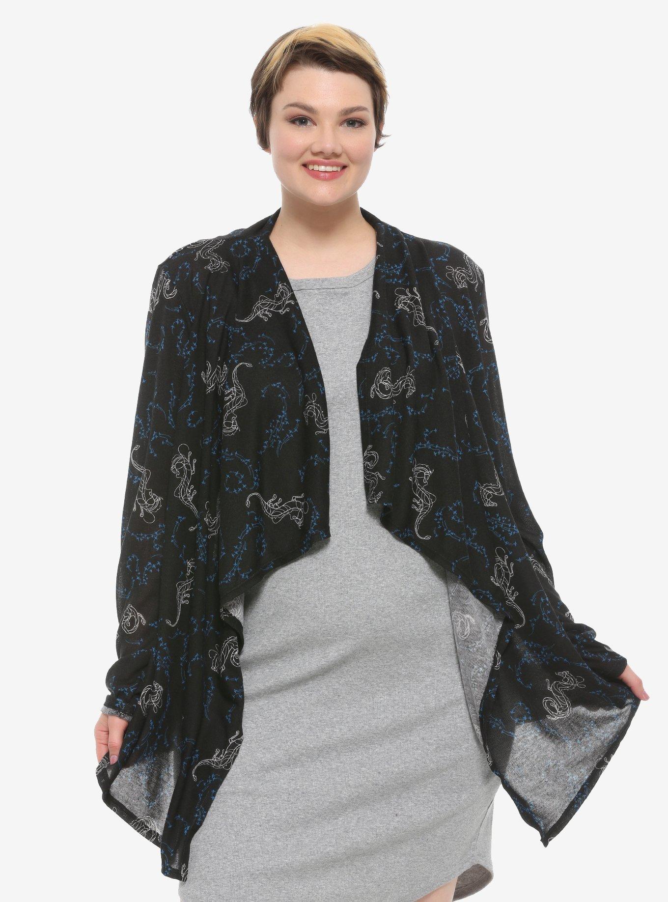 Her Universe Studio Ghibli Spirited Away Haku & Paper Birds Flyaway Cardigan Plus Size, MULTI, hi-res