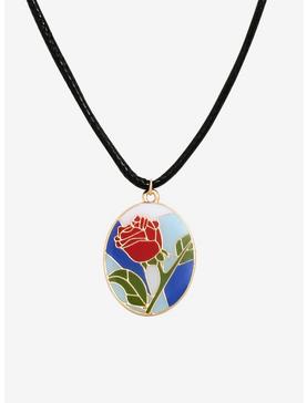 Disney Princess Stained Glass Enchanted Rose Necklace, , hi-res