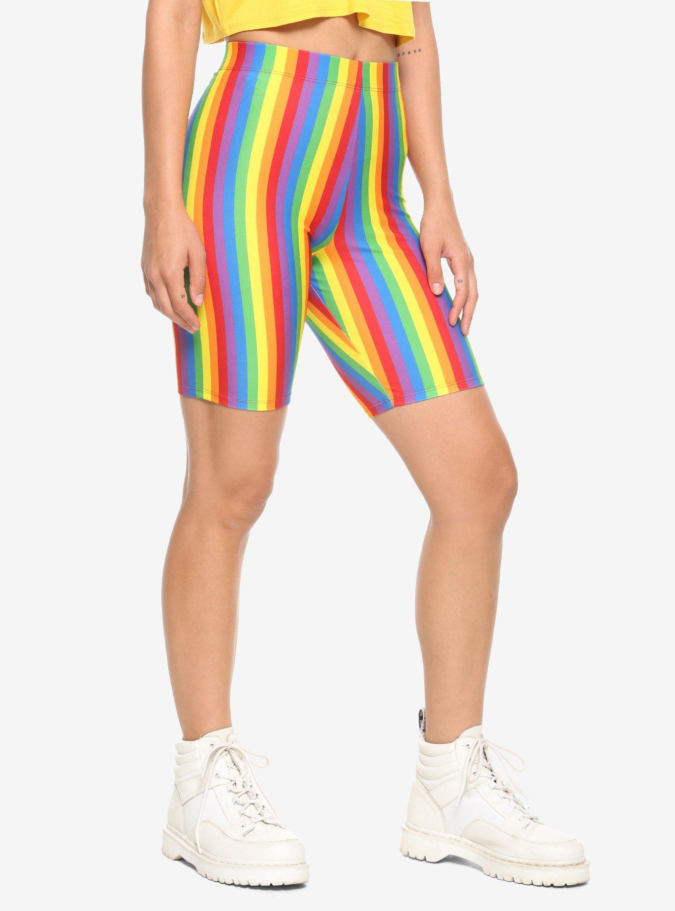 Rainbow Girls Bike Shorts, RAINBOW, hi-res