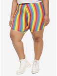 Rainbow Girls Bike Shorts Plus Size, RAINBOW, hi-res