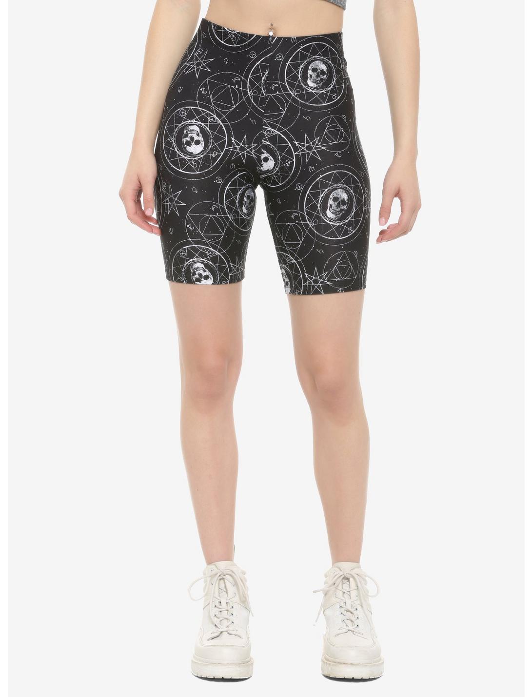 Celestial Skull Girls Bike Shorts, BLACK, hi-res
