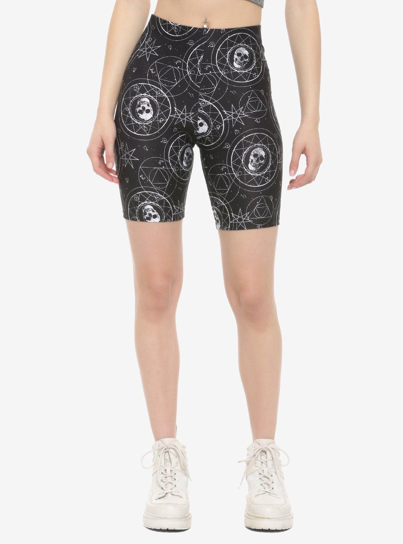 Celestial Skull Girls Bike Shorts, BLACK, hi-res