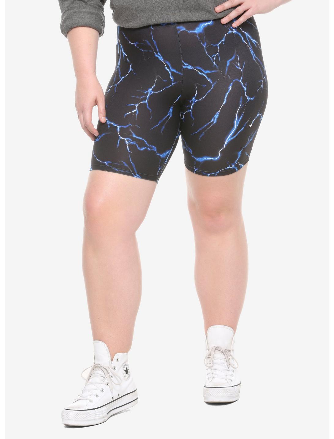 Blue Lightning Girls Bike Shorts Plus Size, BLACK, hi-res