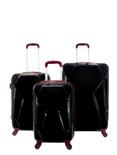 Hard Sided 3 Piece Black Luggage Set, , hi-res