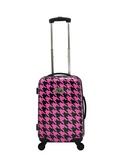 Hard Sided Carry On Fuschia and Black Houndstooth Luggage, , hi-res