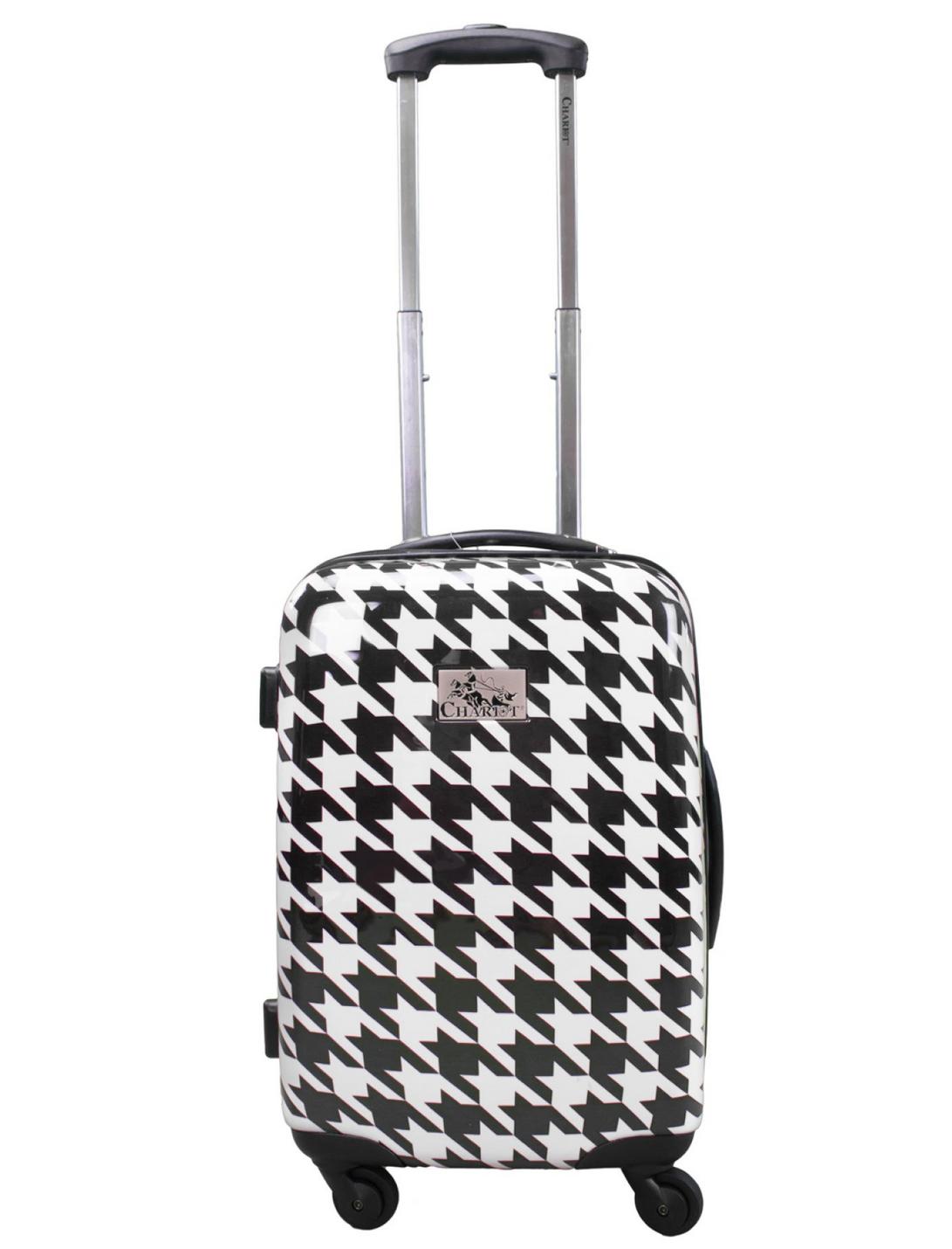 Hard Sided Carry On White and Black Houndstooth Luggage, , hi-res