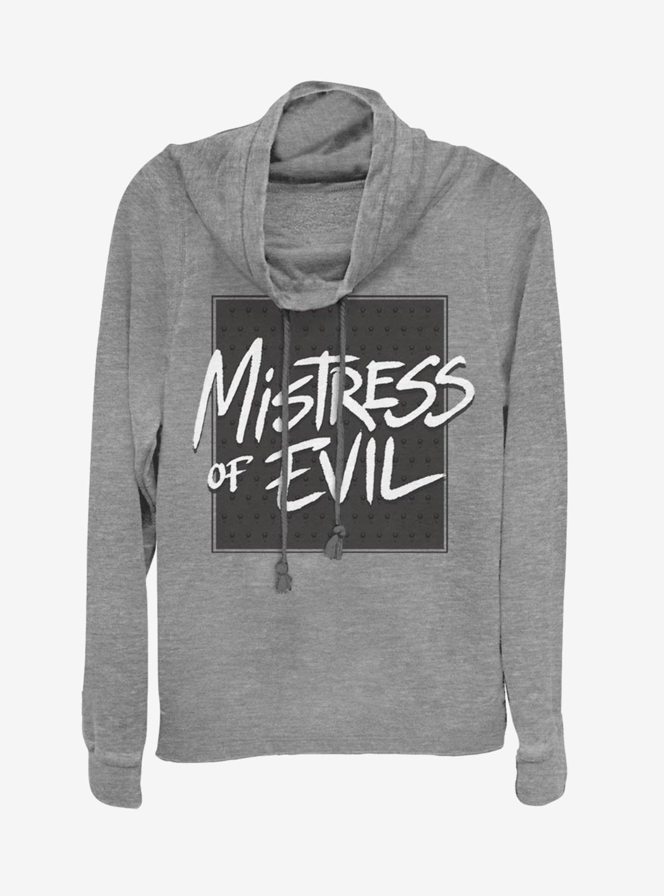 Disney Maleficent: Mistress Of Evil Bold Text Cowl Neck Long-Sleeve Girls Top, GRAY HTR, hi-res