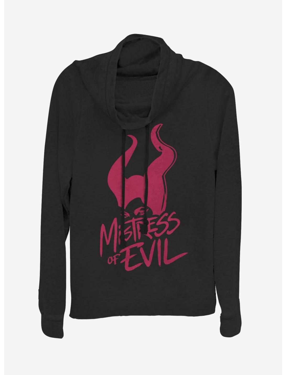 Disney Maleficent: Mistress Of Evil Stamp Cowl Neck Long-Sleeve Girls Top, BLACK, hi-res