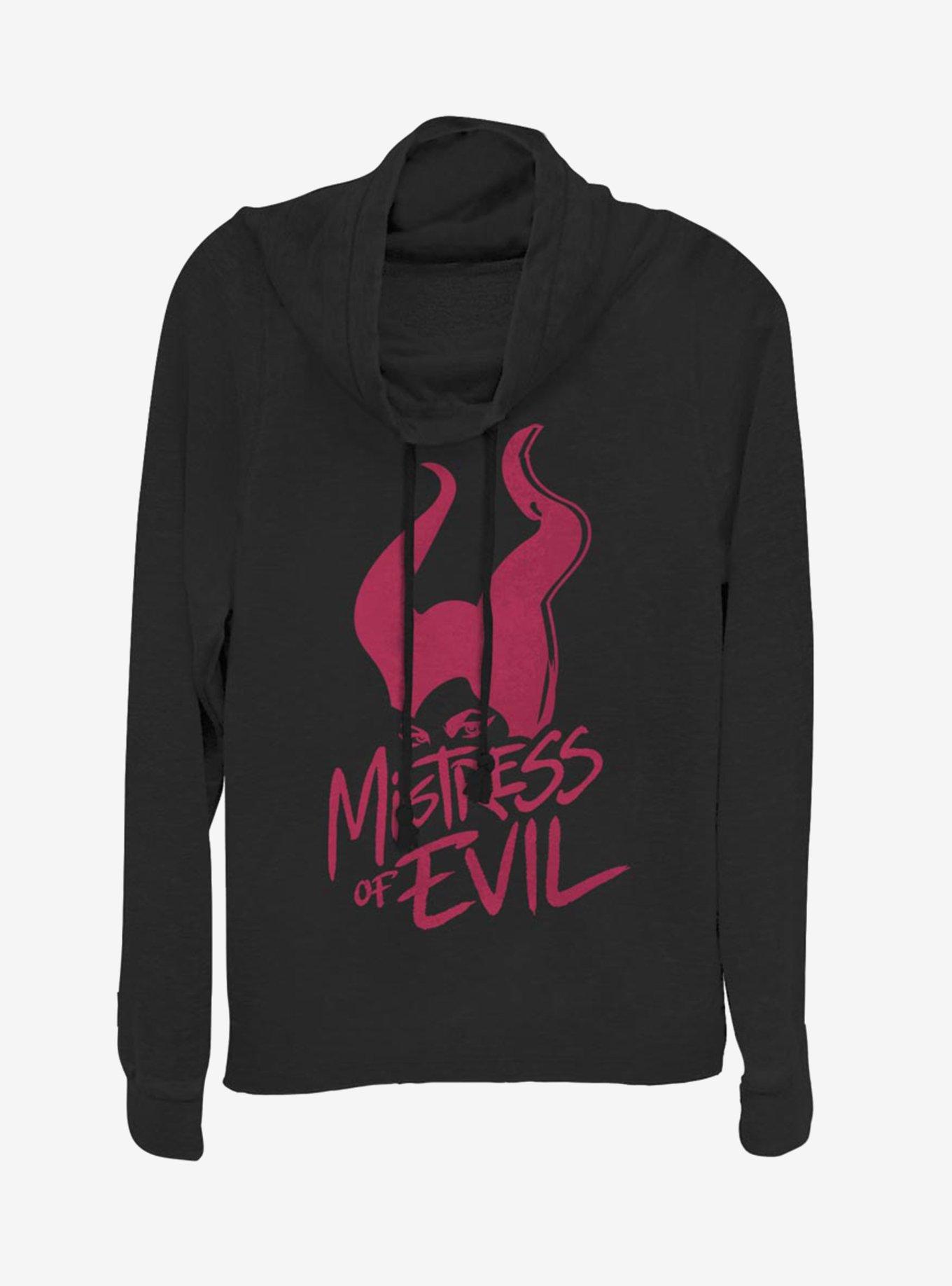 Disney Maleficent: Mistress Of Evil Stamp Cowl Neck Long-Sleeve Girls Top, BLACK, hi-res