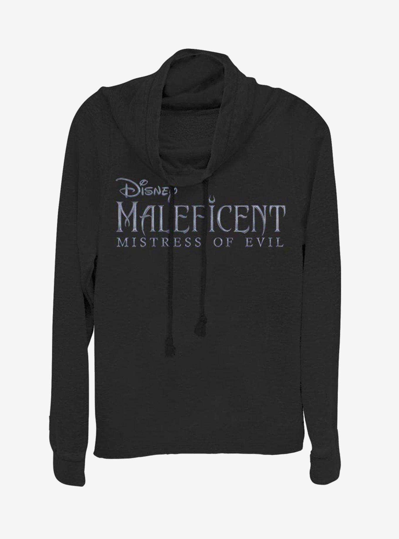 Disney Maleficent: Mistress Of Evil Movie Title Cowl Neck Long-Sleeve Girls Top, BLACK, hi-res