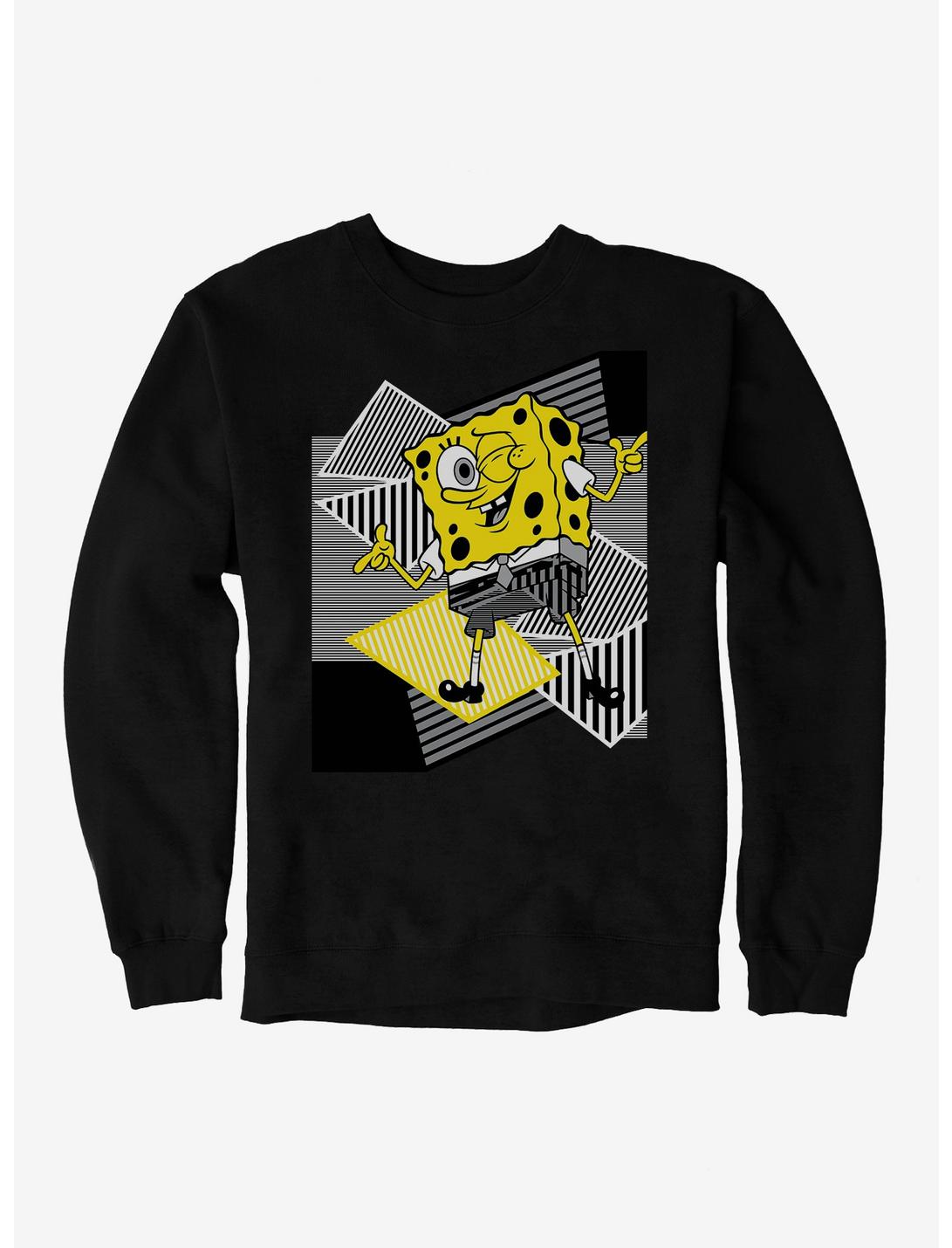 SpongeBob SquarePants Grayscale Patterns Sweatshirt, BLACK, hi-res