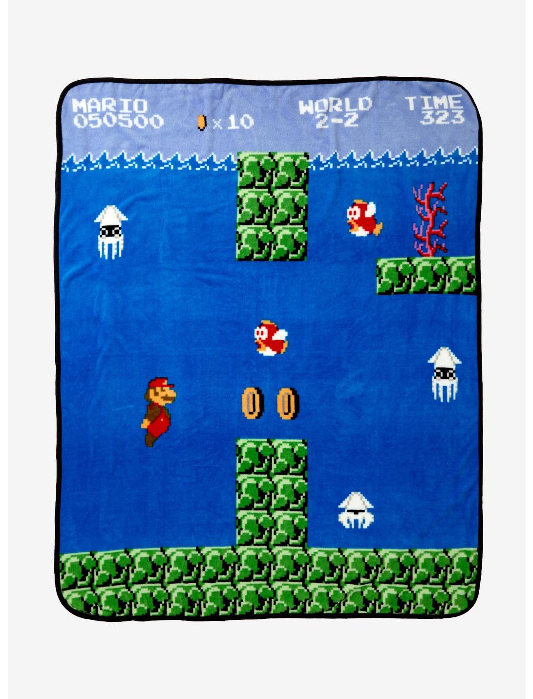 Super Mario Bros. Underwater 8-Bit Throw Blanket, , hi-res