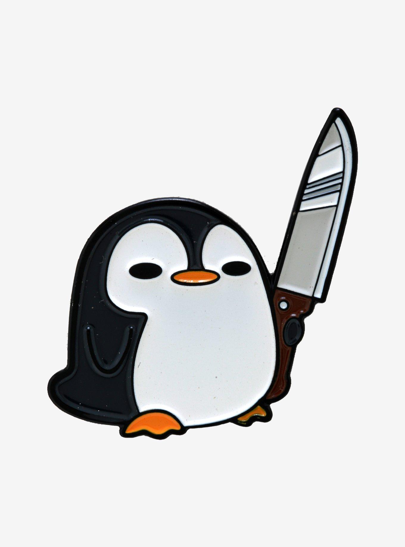Penguin With Knife Enamel Pin, , hi-res
