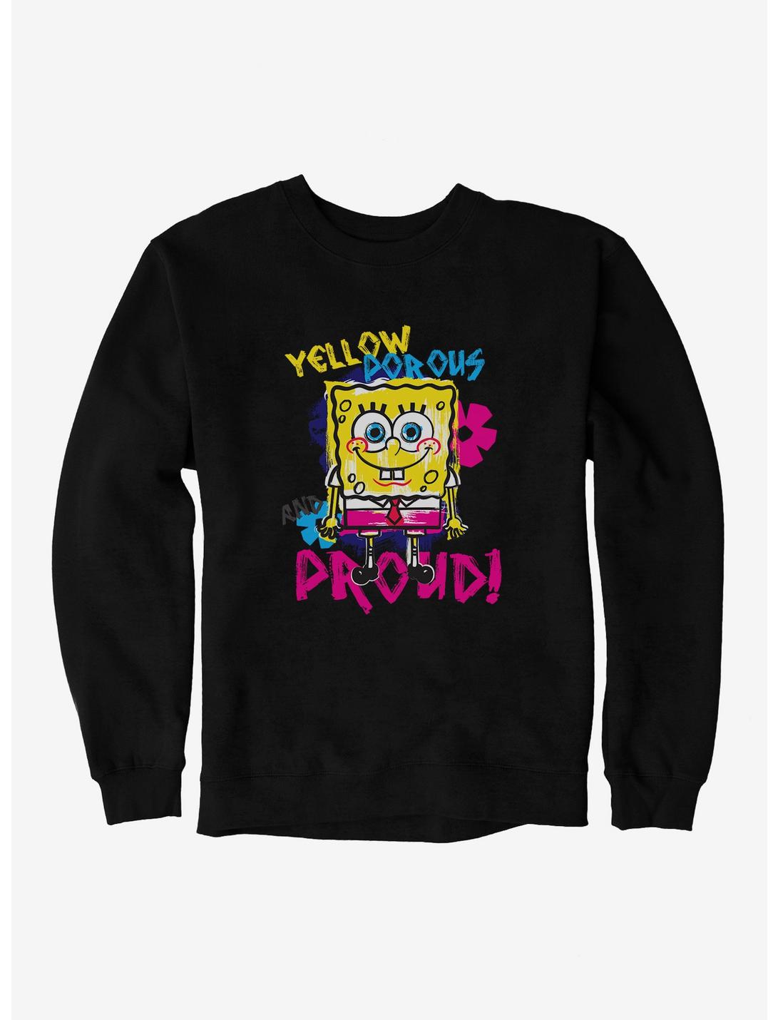 SpongeBob SquarePants Yellow, Porous  And Proud Sweatshirt, BLACK, hi-res