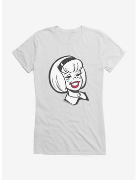 Archie Comics Sabrina The Teenage Witch Red Lipped Smile Girls T-Shirt, WHITE, hi-res
