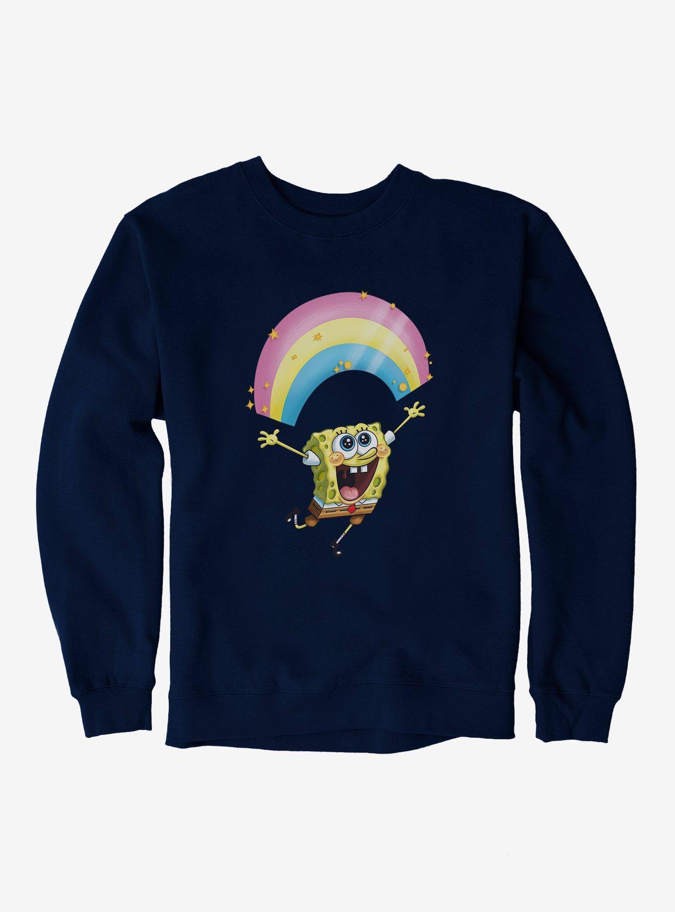 SpongeBob SquarePants Chasing Sparkle Rainbows Black Sweatshirt, , hi-res