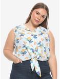 Disney Lilo & Stitch Pineapple & Hibiscus Girls Tie-Front Woven Button-Up Plus Size, MULTI, hi-res
