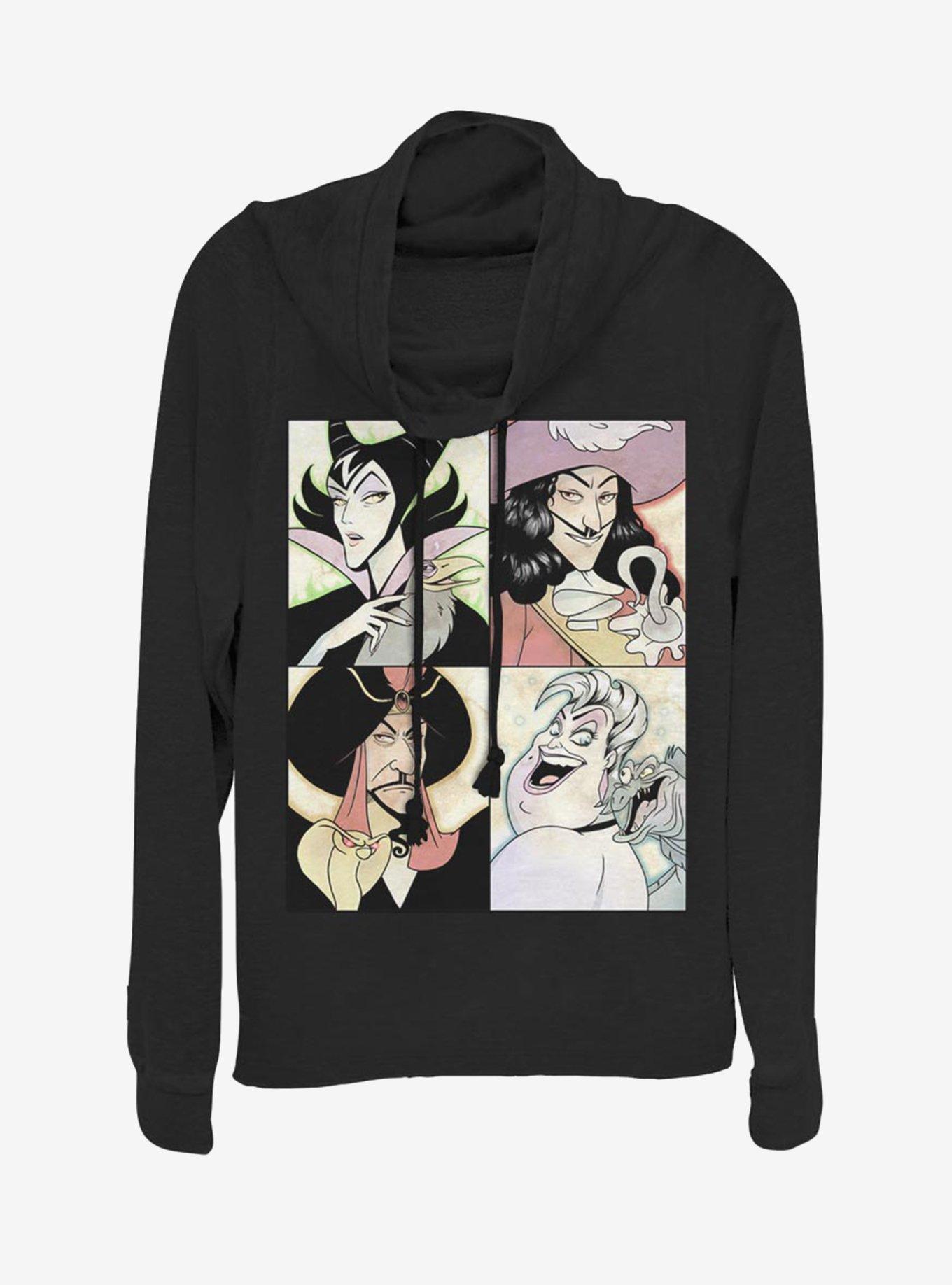 Disney Villains Maleficent Anime Villains Cowl Neck Long-Sleeve Girls Top, BLACK, hi-res