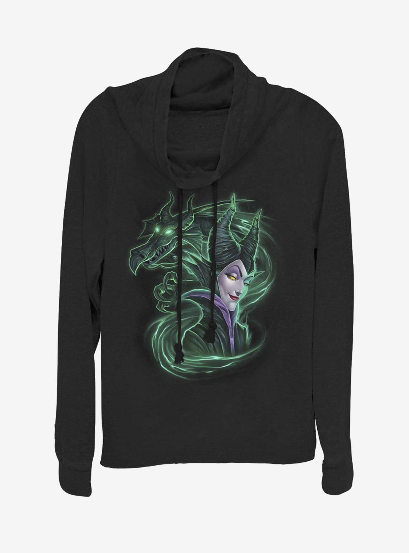 Disney Villains Maleficent Dark Magic Cowl Neck Long-Sleeve Girls Top, BLACK, hi-res