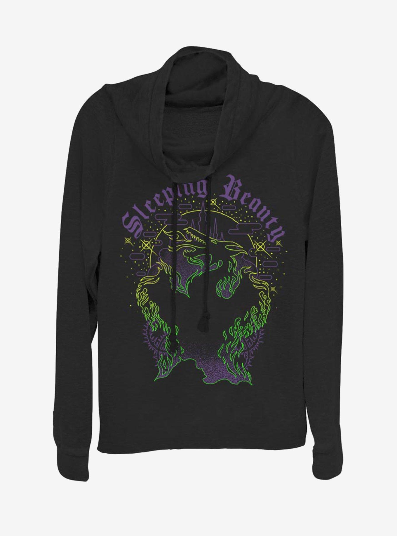 Disney Villains Maleficent Aurora's Dream Cowl Neck Long-Sleeve Girls Top, BLACK, hi-res