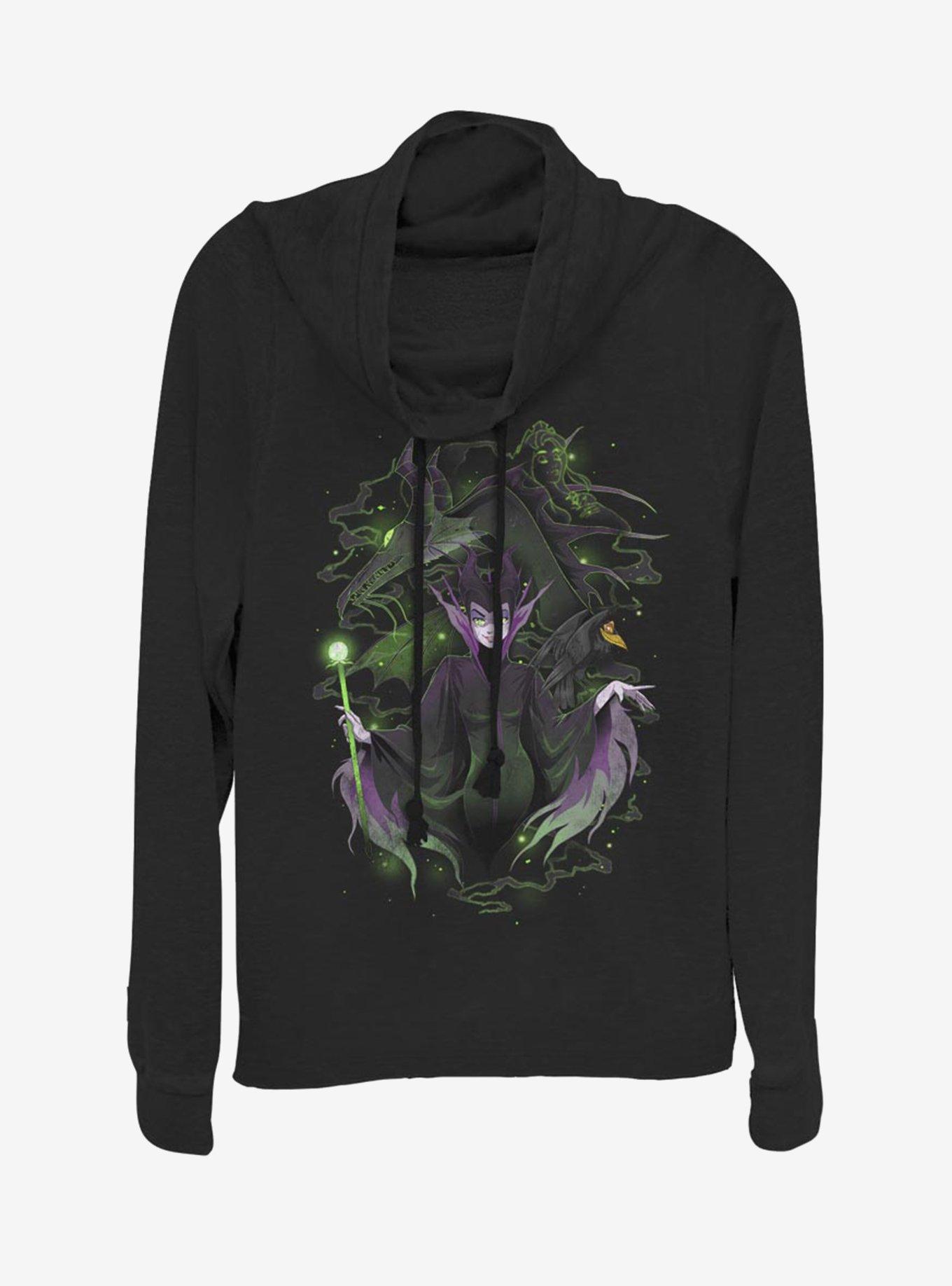 Disney Villains Maleficent Manga Cowl Neck Long-Sleeve Girls Top, BLACK, hi-res