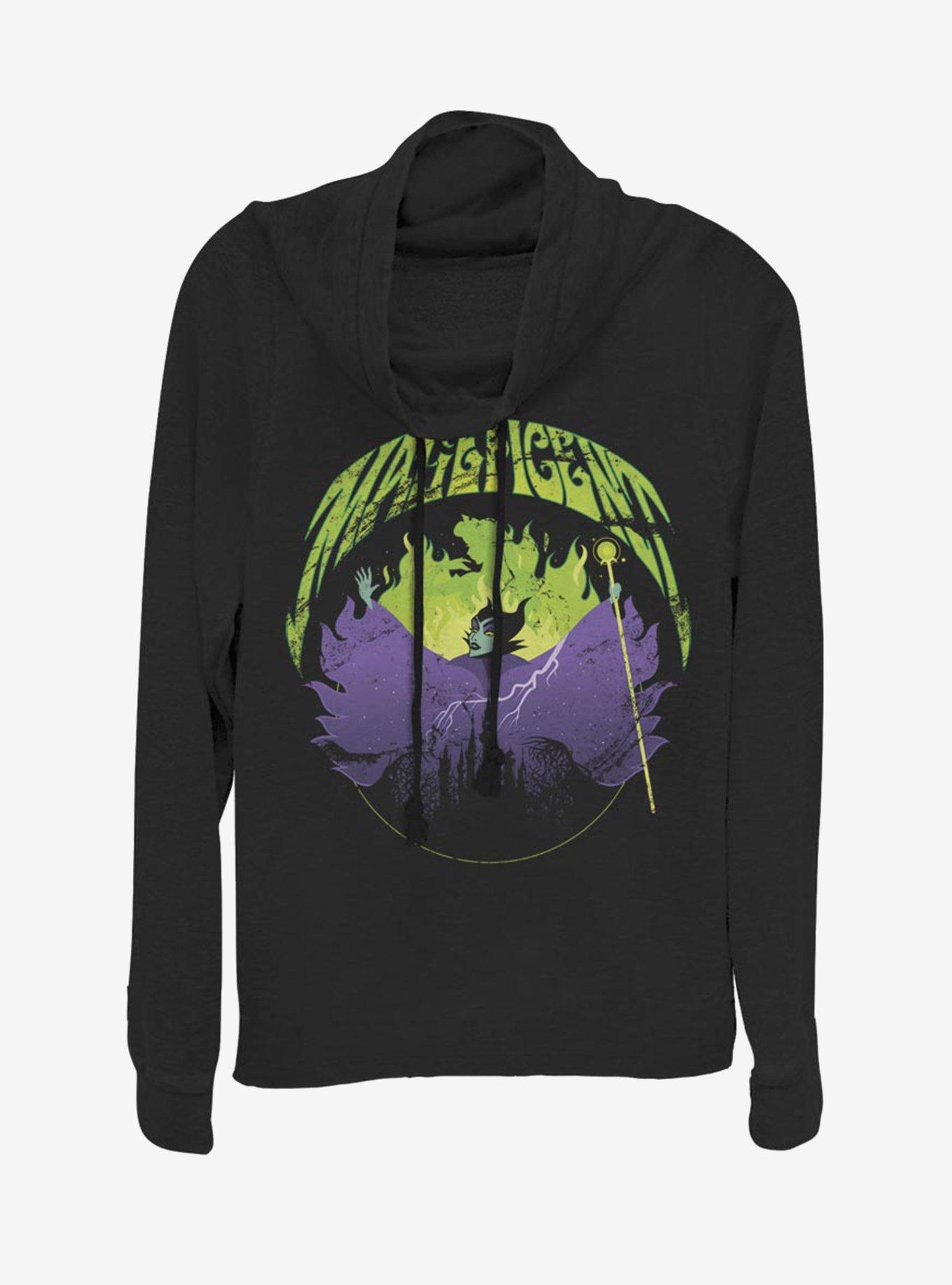 Disney Villains Maleficent Rock Cowl Neck Long-Sleeve Girls Top, BLACK, hi-res