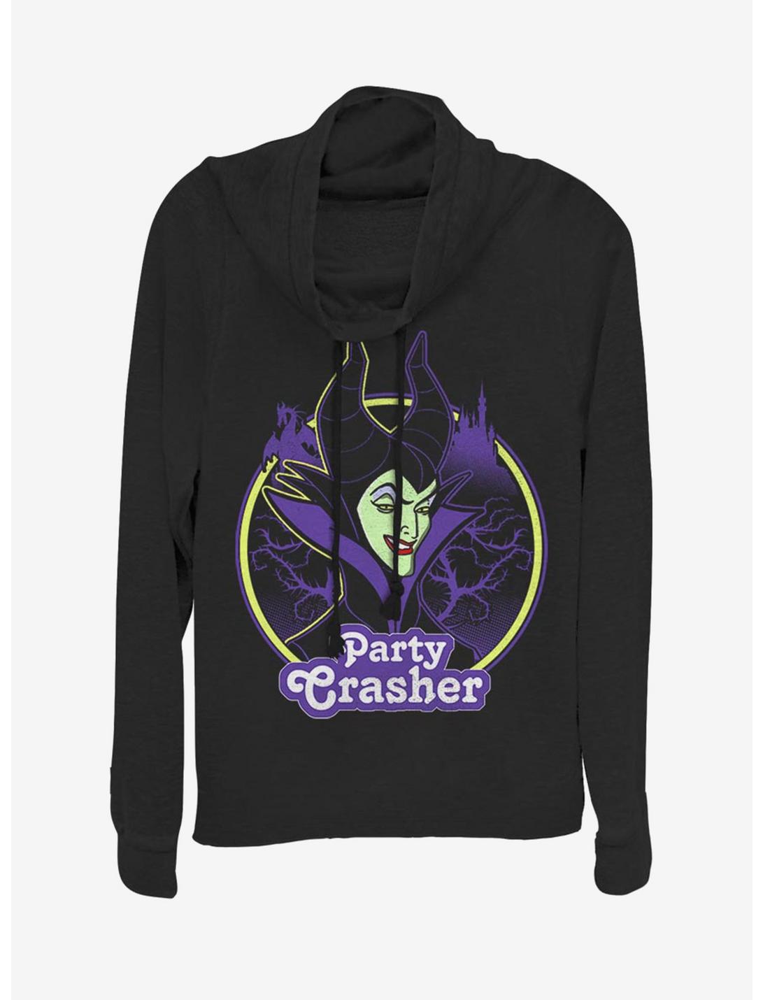 Disney Villains Maleficent Party Crasher Cowl Neck Long-Sleeve Girls Top, BLACK, hi-res
