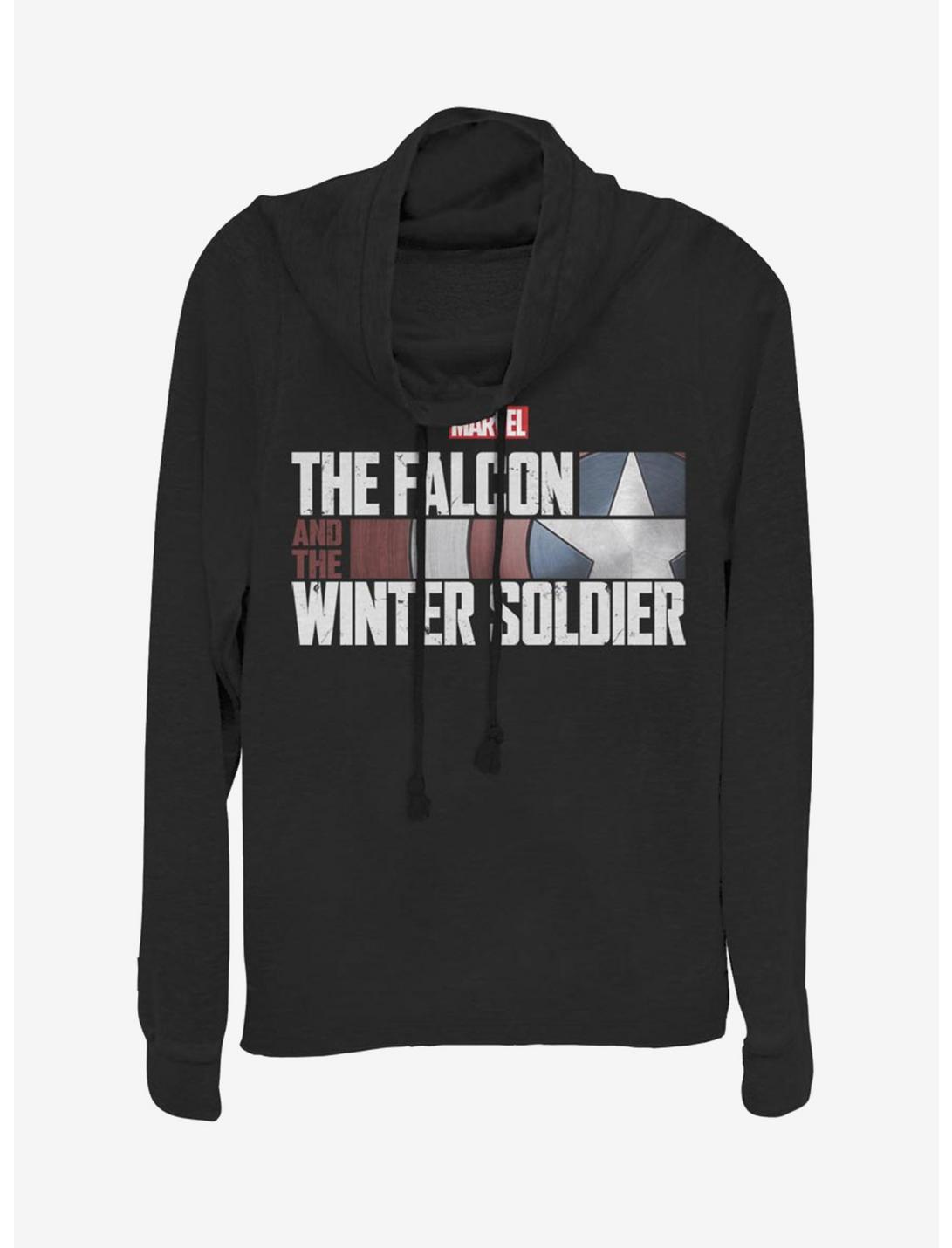 Marvel The Falcon And The Winter Solider Cowl Neck Long-Sleeve Girls Top, BLACK, hi-res