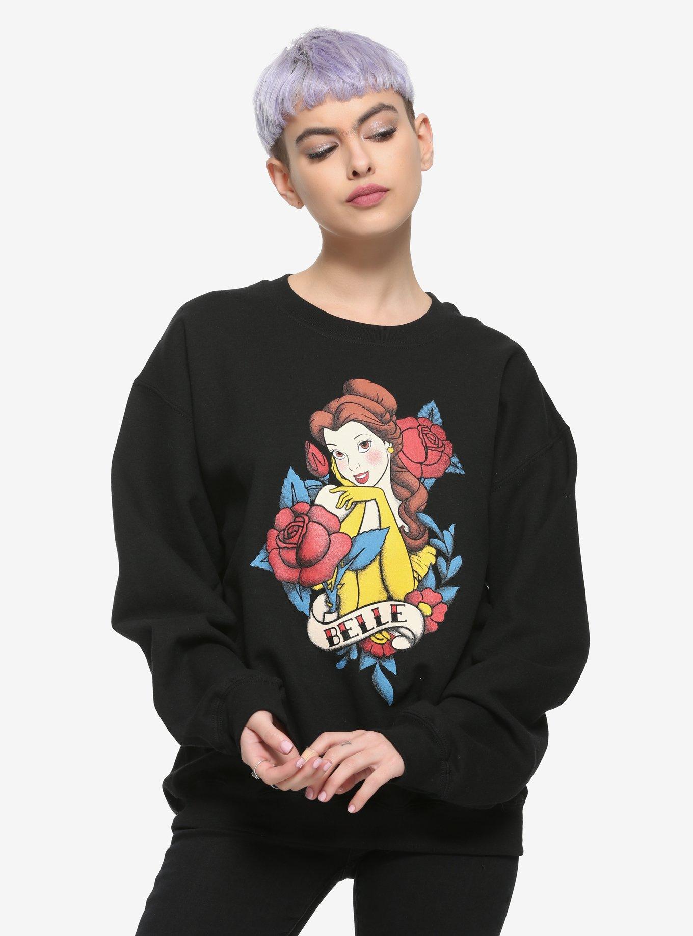 Disney Beauty And The Beast Belle Traditional Tattoo Girls Sweatshirt, MULTI, hi-res