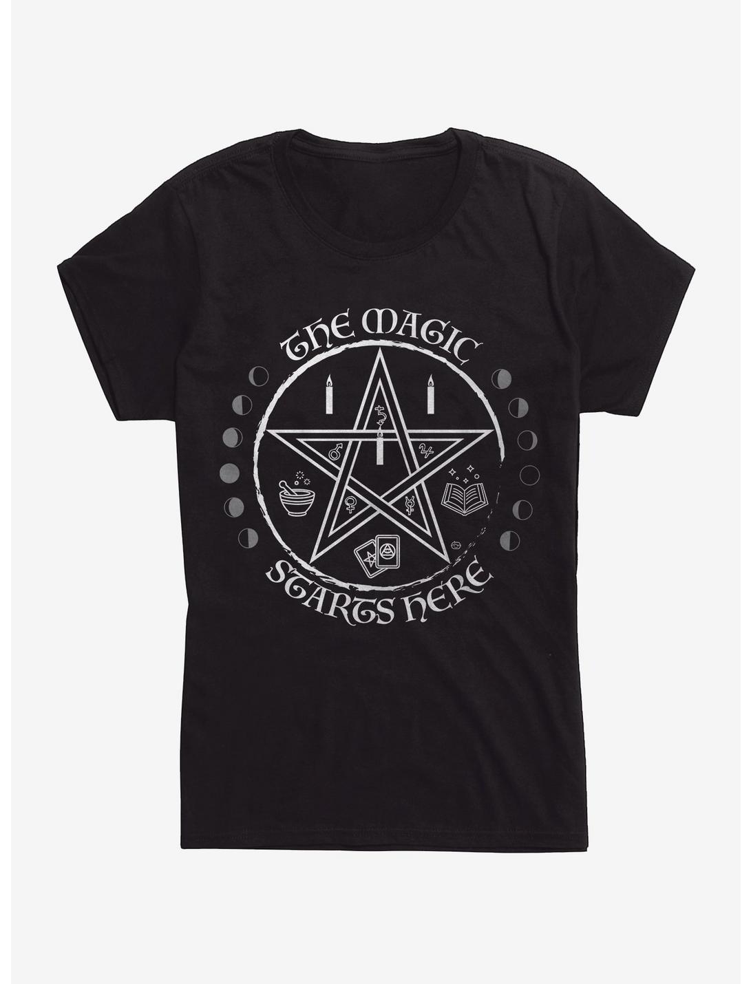 The Magic Starts Here Pentagram Girls T-Shirt, BLACK, hi-res