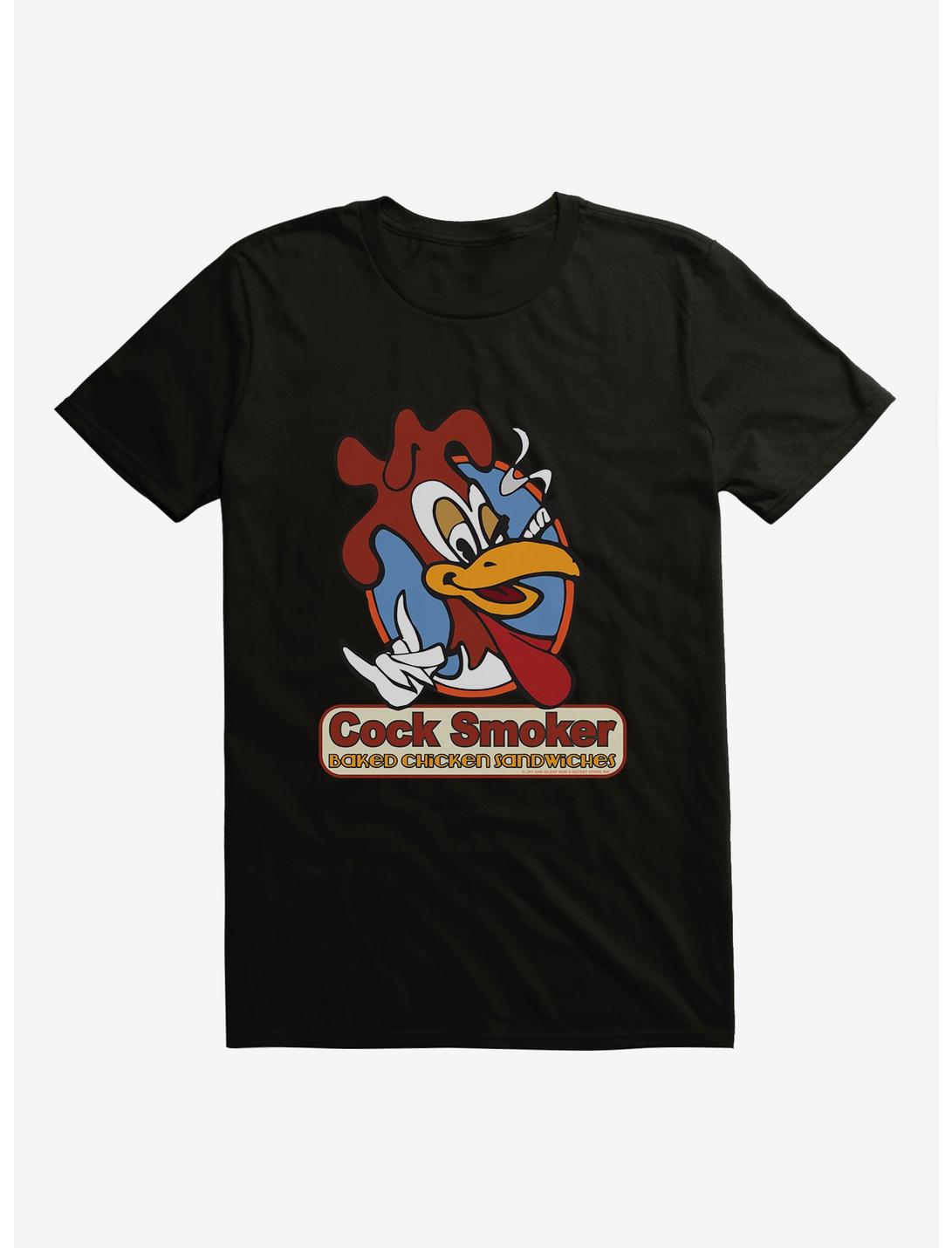 Jay and Silent Bob Reboot Cock Smoker Baked Chicken Sandwiches T-Shirt, BLACK, hi-res