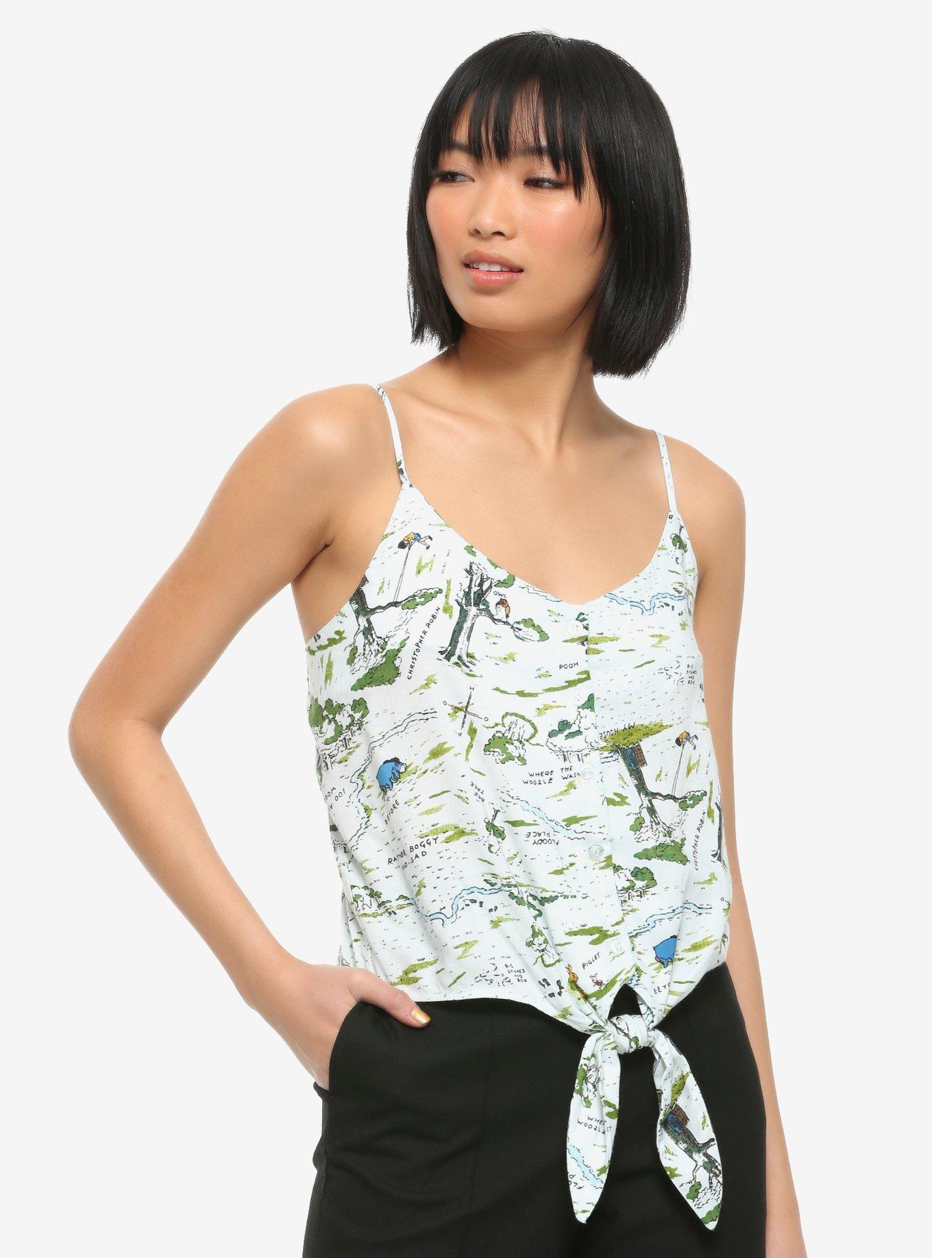 Disney Winnie The Pooh Hundred Acre Wood Tie-Front Girls Tank Top, MULTI, hi-res