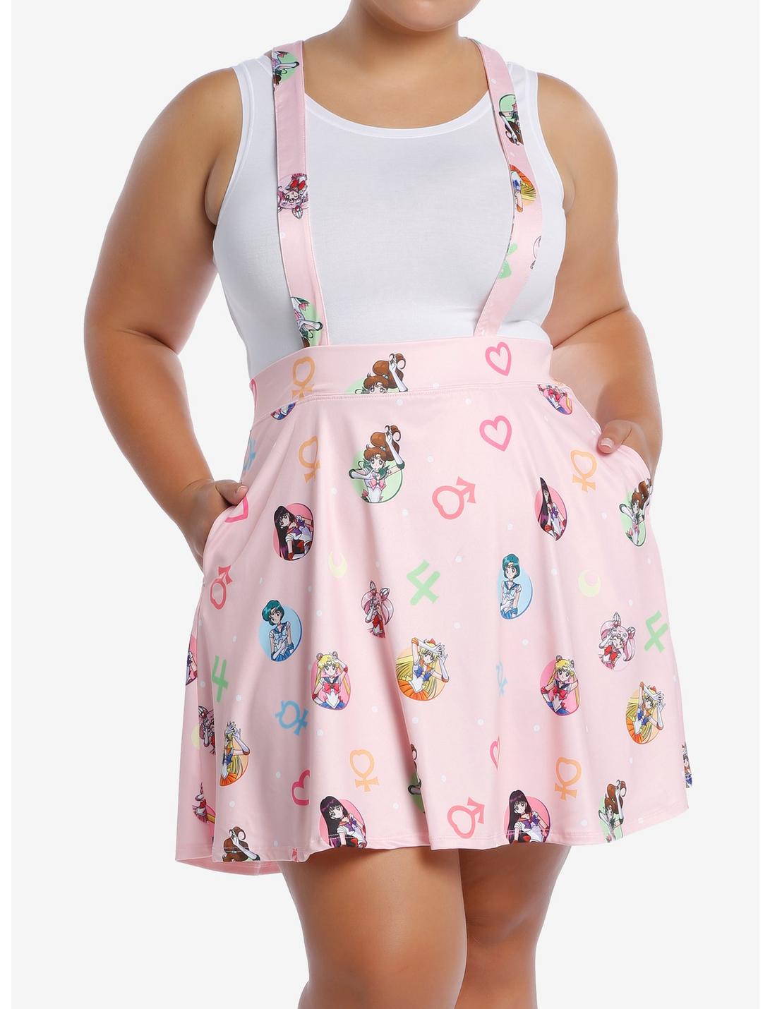 Sailor Moon Symbols Suspender Skirt Plus Size, LIGHT PINK, hi-res